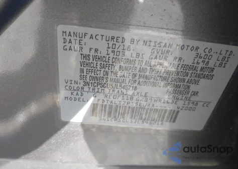 2018 Nissan Kicks Sv z USA, uszkodzony, nr VIN 3N1CP5CU5JL545218